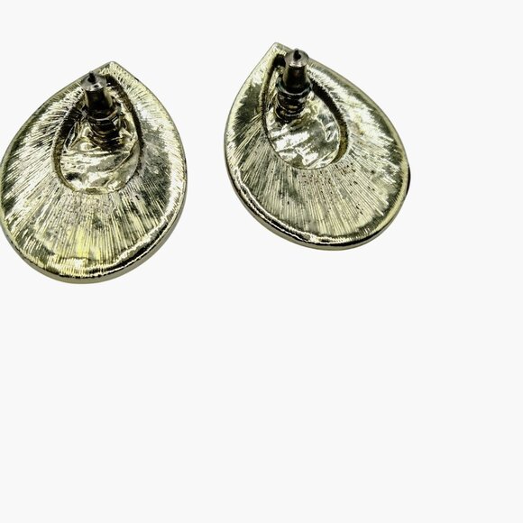 Vintage Teardrop Pierced Post Earrings Gold Brown Beige - Picture 5 of 6